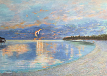Pittura intitolato "The Sunset in the I…" da Albert Safiullin, Opera d'arte originale, Olio