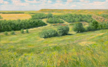 Rural landscape. The village of Old Baryshevo. Tatarstan. Painting titled "Rural landscape. Th…" by Albert Safiullin, Original Art, Oil
