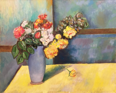 Painting titled "Flowers (№2)" by Albert Safiullin, Original Artwork, Oil