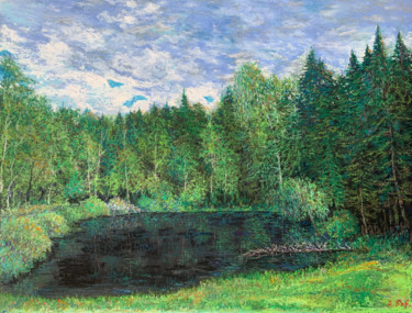 Dessin intitulée "The small forest po…" par Albert Safiullin, Œuvre d'art originale, Pastel