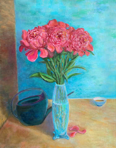 Картина под названием "Flowers №3. Bouquet…" - Albert Safiullin, Подлинное произведение искусства, Масло