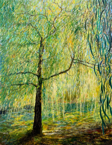 Painting titled "Weeping willow. Oct…" by Albert Safiullin, Original Artwork, Oil