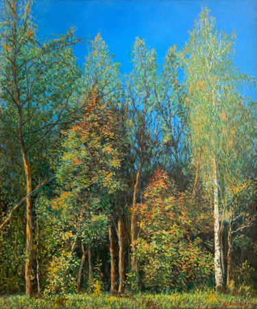 Peinture intitulée "Autumn forest in Po…" par Albert Safiullin, Œuvre d'art originale, Huile