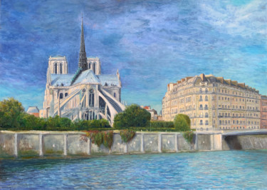 Картина под названием "Notre-Dame de Paris" - Albert Safiullin, Подлинное произведение искусства, Масло