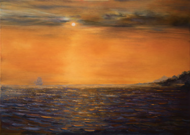 Pintura intitulada "The Black Sea in Ap…" por Albert Safiullin, Obras de arte originais, Óleo
