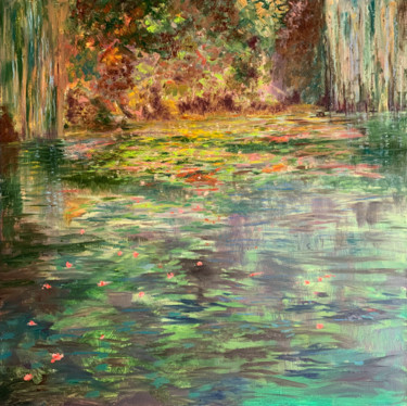 Painting titled "The Pond at Giverny" by Albert Safiullin, Original Artwork, Oil