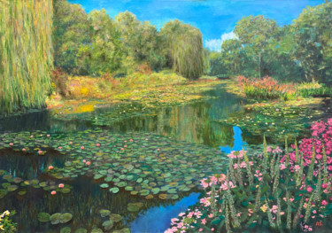 Pond at Giverny №2 Peinture intitulée "Pond at Giverny №2" par Albert Safiullin, Œuvre d'art originale, Huile