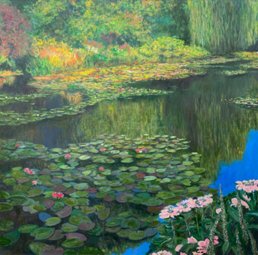 Malarstwo zatytułowany „Pond at Giverny (№3)” autorstwa Albert Safiullin, Oryginalna praca, Olej