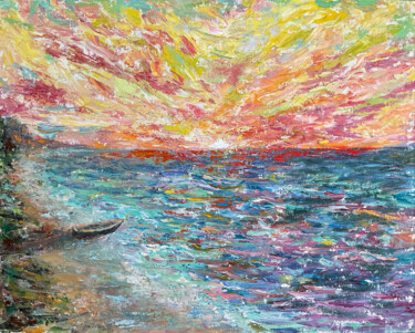 Peinture intitulée "The Boat" par Albert Safiullin, Œuvre d'art originale, Huile
