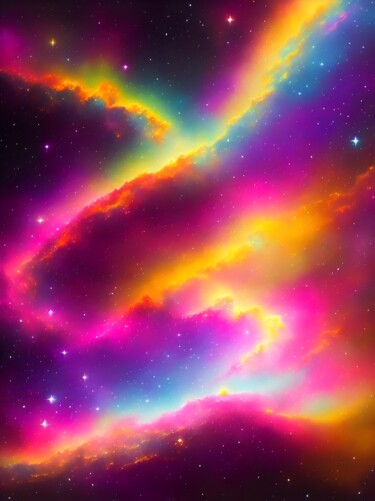 Digitale Kunst getiteld "Cosmic and colorful…" door Albertbs, Origineel Kunstwerk, AI gegenereerde afbeelding