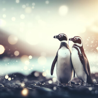 Digitale Kunst mit dem Titel "A Romantic Penguin…" von Albertbs, Original-Kunstwerk, Digitale Fotografie