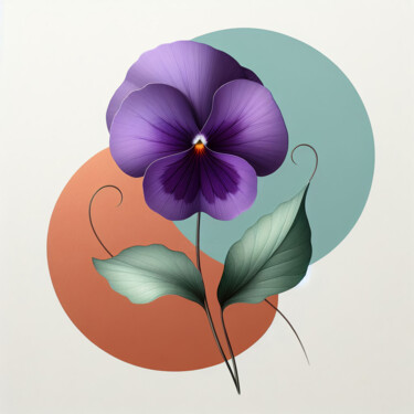 Digital Arts titled "Pansy Flower Poster…" by Albertbs, Original Artwork, AI generated image