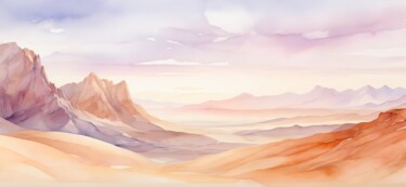 Digital Arts με τίτλο "Panoramic desert la…" από Albertbs, Αυθεντικά έργα τέχνης, Εικόνα που δημιουργήθηκε με AI