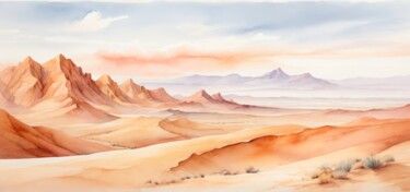 Digital Arts με τίτλο "Panoramic desert la…" από Albertbs, Αυθεντικά έργα τέχνης, Εικόνα που δημιουργήθηκε με AI