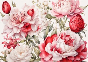 Arts numériques intitulée "Artistic floral bac…" par Albertbs, Œuvre d'art originale, Image générée par l'IA