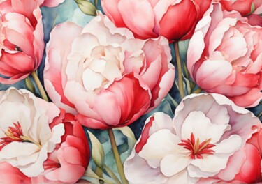 Digitale Kunst mit dem Titel "Artistic floral bac…" von Albertbs, Original-Kunstwerk, KI-generiertes Bild