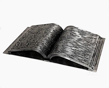 Escultura intitulada "The Book (The World…" por Albert Dura, Obras de arte originais, Metais