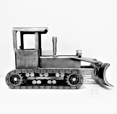Sculpture titled "Vintage Bulldozer -…" by Albert Dura, Original Artwork, Metals