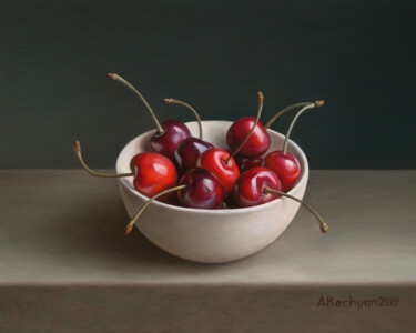 Malarstwo zatytułowany „Cherries” autorstwa Albert Kechyan, Oryginalna praca, Olej