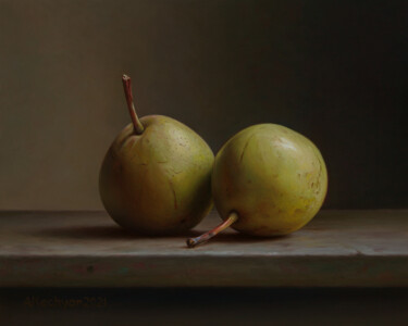 Peinture intitulée "Pears" par Albert Kechyan, Œuvre d'art originale, Huile