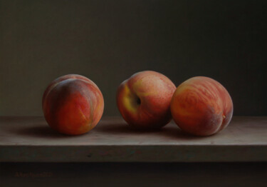 Painting titled "Peaches" by Albert Kechyan, Original Artwork, Oil