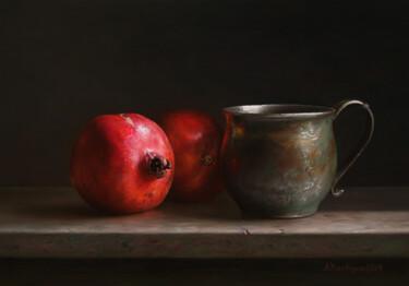 Painting titled "Pomegranates with a…" by Albert Kechyan, Original Artwork, Oil