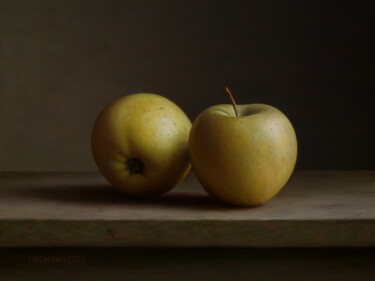 Painting titled "Gold Apples" by Albert Kechyan, Original Artwork, Oil