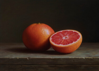 Malerei mit dem Titel "Grapefruit 03" von Albert Kechyan, Original-Kunstwerk, Öl