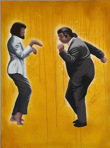Schilderij getiteld "Dance in the rain" door Alberto Battistella, Origineel Kunstwerk, Acryl Gemonteerd op Frame voor houten…