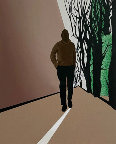 Malerei mit dem Titel "Walk beside death" von Alberto Battistella, Original-Kunstwerk, Acryl Auf Karton montiert