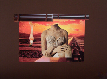Collages intitolato "L'Attesa" da Alberto Bennati, Opera d'arte originale, Collages Montato su Pannello di legno