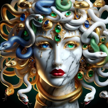 Digital Arts με τίτλο "Medusa: Duality in…" από Alberto Capitani, Αυθεντικά έργα τέχνης, Εικόνα που δημιουργήθηκε με AI