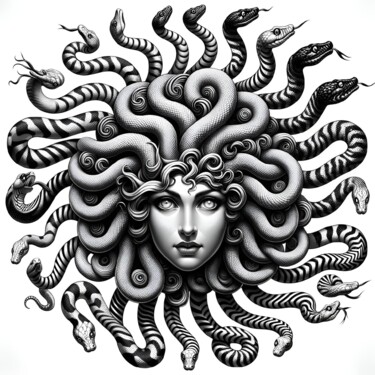 Arte digital titulada "Medusa: Whirls of C…" por Alberto Capitani, Obra de arte original, Imagen generada por IA