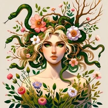数字艺术 标题为“Medusa: Blossoming…” 由Alberto Capitani, 原创艺术品, AI生成的图像