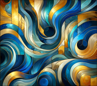 Digitale Kunst mit dem Titel "Azure And Aureate F…" von Alberto Capitani, Original-Kunstwerk, KI-generiertes Bild