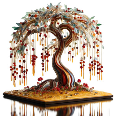 Digitale Kunst getiteld "The Jeweled Arboret…" door Alberto Capitani, Origineel Kunstwerk, AI gegenereerde afbeelding