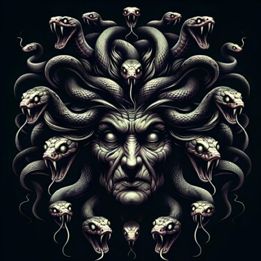数字艺术 标题为“Medusa: Shadows and…” 由Alberto Capitani, 原创艺术品, AI生成的图像