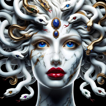 Digital Arts titled "Medusa: The Marble…" by Alberto Capitani, Original Artwork, AI generated image