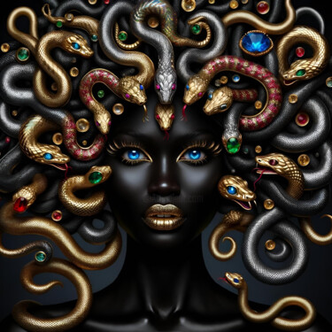 Digitale Kunst getiteld "Medusa: Resplendenc…" door Alberto Capitani, Origineel Kunstwerk, AI gegenereerde afbeelding
