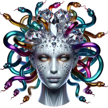 Digitale Kunst mit dem Titel "Medusa: The Luminou…" von Alberto Capitani, Original-Kunstwerk, KI-generiertes Bild