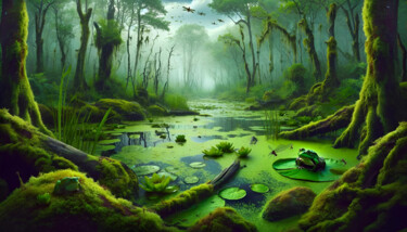Digitale Kunst getiteld "Emerald Enclave: A…" door Alberto Capitani, Origineel Kunstwerk, AI gegenereerde afbeelding