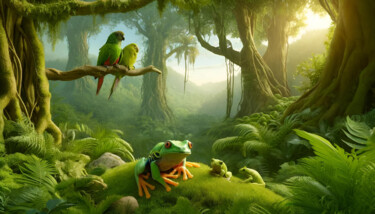 Digital Arts titled "Vibrant Jungle: A S…" by Alberto Capitani, Original Artwork, AI generated image