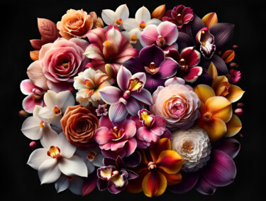Digitale Kunst getiteld "Elegance in Bloom:…" door Alberto Capitani, Origineel Kunstwerk, AI gegenereerde afbeelding