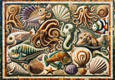 Digitale Kunst getiteld "Sea Symphony: A Viv…" door Alberto Capitani, Origineel Kunstwerk, AI gegenereerde afbeelding