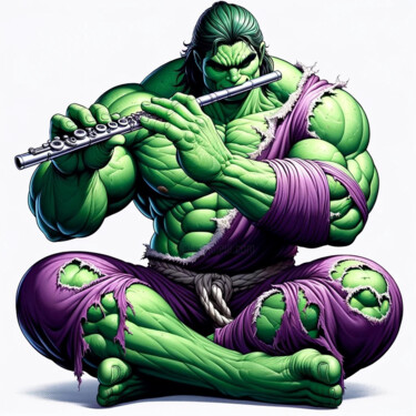 Digital Arts titled "Hulk’s Harmony: A G…" by Alberto Capitani, Original Artwork, AI generated image
