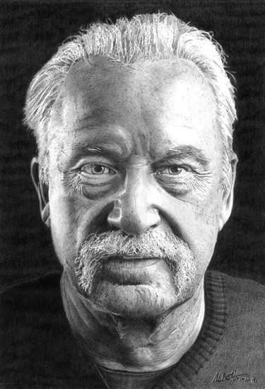 Drawing titled "Giorgio Moroder" by Alberto Ciro Taddei, Original Artwork, Pencil