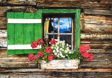 Рисунок под названием "Fenster Nr. 2 / Fin…" - Alberto Ciro Taddei, Подлинное произведение искусства, Карандаш