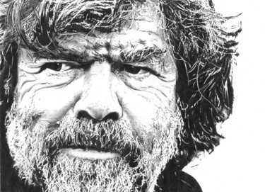 Disegno intitolato "Reinhold Messner" da Alberto Ciro Taddei, Opera d'arte originale, Matita