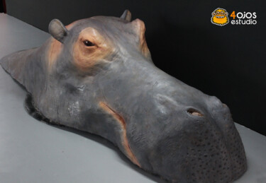Sculptuur getiteld "hipopótamo" door Alberto Hortas Lopez, Origineel Kunstwerk, Hars