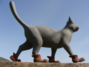 Sculptuur getiteld "le chat botté" door Alberto Kissola, Origineel Kunstwerk, Hars